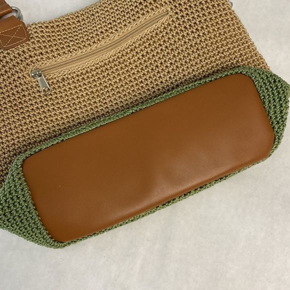 The Sak Tan Green Crochet Purse Shoulder Bag Tote - Picture 9 of 13